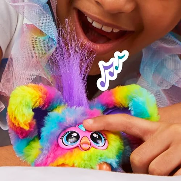 Hasbro Furby Furblet Electric Rave, Mini- elektronisches Kuscheltier mit Regenbogenfell und über 45 Sounds, für Kinder ab 6 Jahren – Bild 3