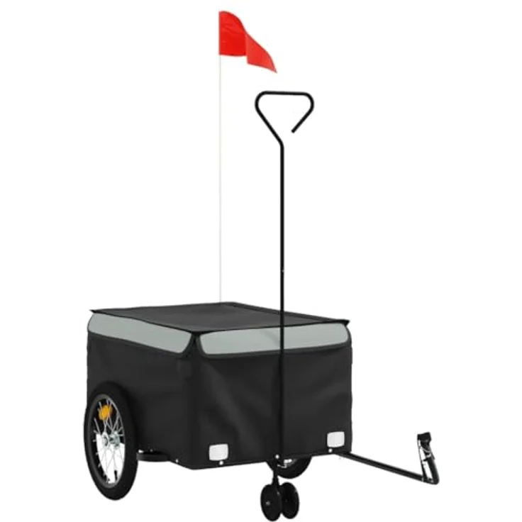 vidaXL Fahrradkinderanhänger, robust und vielseitig, schwarz und grau – Bild 1