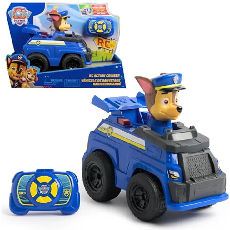 Amigo Paw Patrol RC Chase, ferngesteuertes Polizeiauto mit LED-Lichtern für Kinder ab 3 Jahren