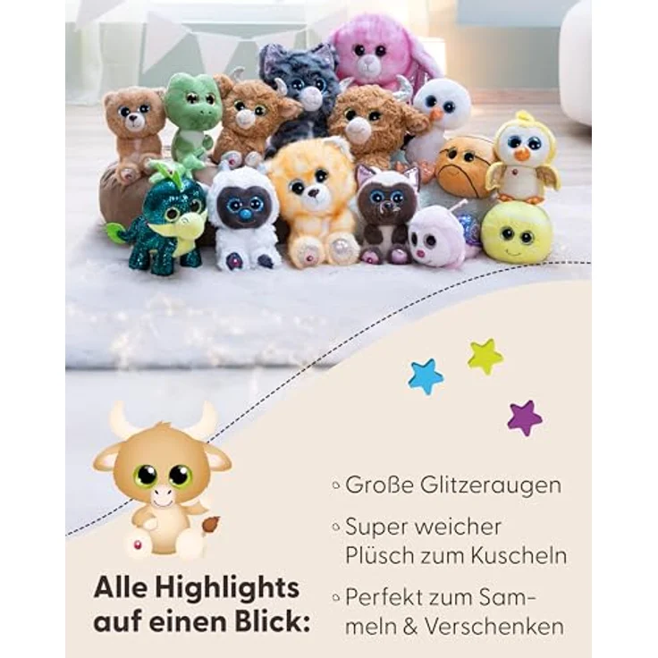 NICI Kuscheltier GLUBSCHIS Hochlandrind Shug 15cm, braun, weicher Plüsch mit Glitzeraugen und silbernen Hörnern, ideal zum Kuscheln und Spielen für Kinder & Erwachsene, tolle Geschenkidee – Bild 4