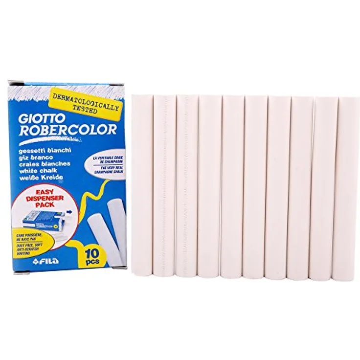 GIOTTO Robercolor Tafelkreide, 10 Stück, weiße Malkreide