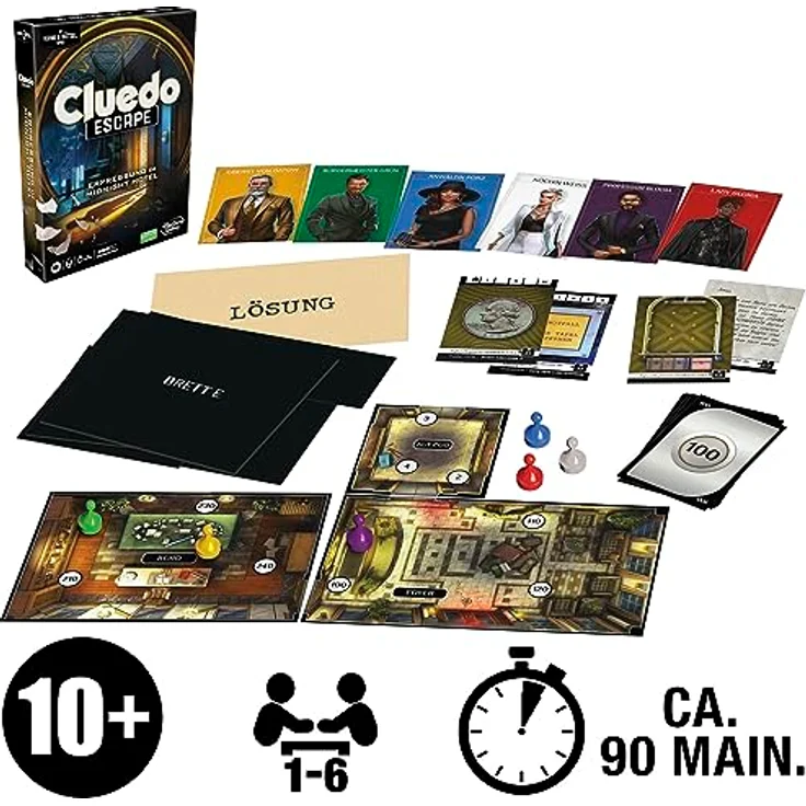 Hasbro Gaming Cluedo Escape Erpressung im Midnight Hotel, einmalig lösbares Escape-Room-Spiel für 1 − 6 Spieler, kooperatives Spiel – Bild 2