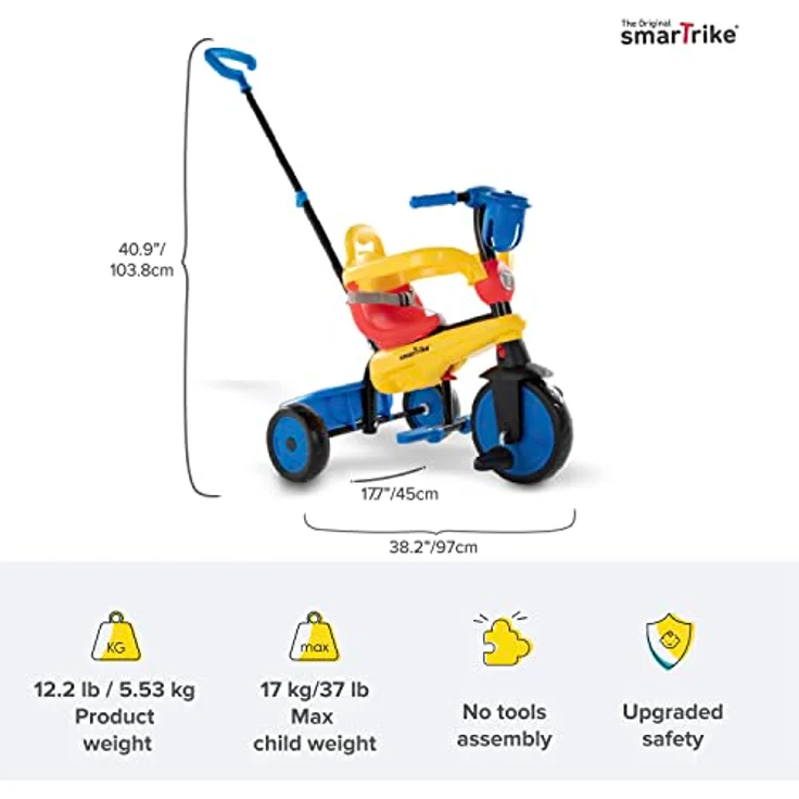 smarTrike Breeze S 3-in-1 Dreirad, verstellbares Dreirad für Kleinkinder von 15-36 Monaten, Mehrfarbig – Bild 4