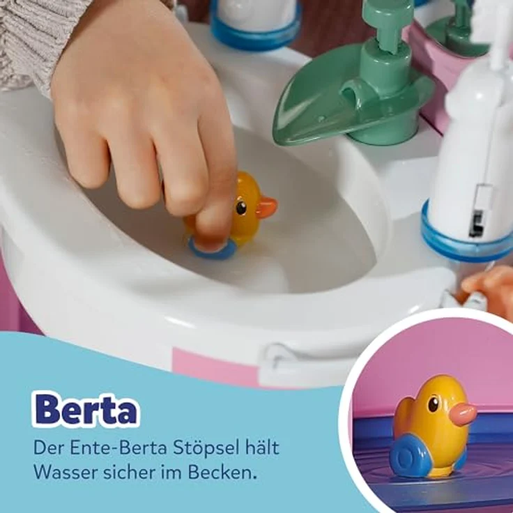 BABY Born Handwaschbecken, Puppenwaschtisch mit Wasserfunktion, inkl. Zahnbürste und Seifenspender, passend für 36cm und 43cm Puppen, farbenfrohe Unterwasserwelt-Sticker – Bild 5