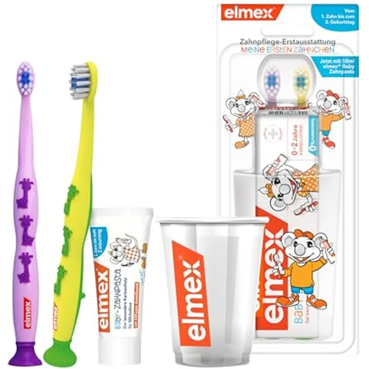 Elmex Baby Zahnpflege-Erstausstattung, hochwertiges Set für Kinder von 0-2 Jahren zur Zahnreinigung, 1 St.