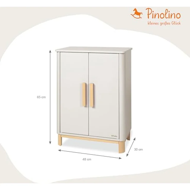 Pinolino Puppenschrank Malea, 4-tlg. mit 1 Einlegeboden, 1 Kleiderstange inkl. 3 Kleiderbügel, Beige – Bild 2