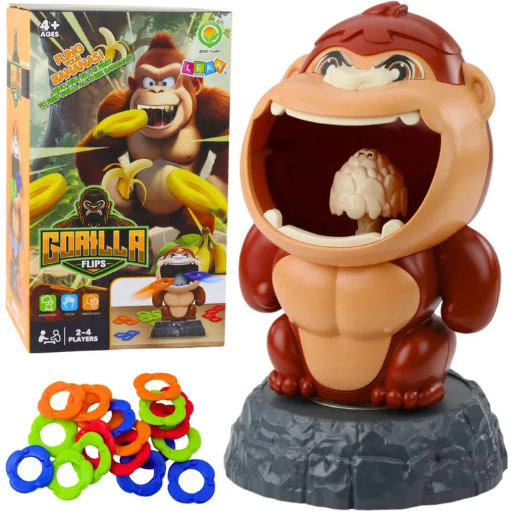 Leantoys Lean Zielwurfspiel Gorilla, Rotierende Sound Hoops für interaktiven Spielspaß