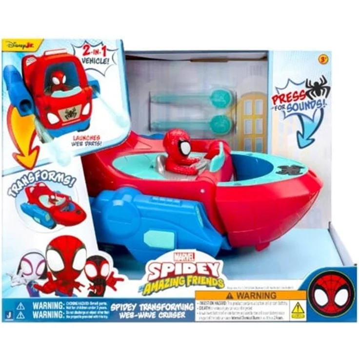 Spidey and His Amazing Friends Spidey Transforming Web-wave Cruiser, 2-in-1 Spielzeugfahrzeug mit Land- und Seemodus, inkl. 2 Web-Darts, ab 3 Jahren – Bild 7