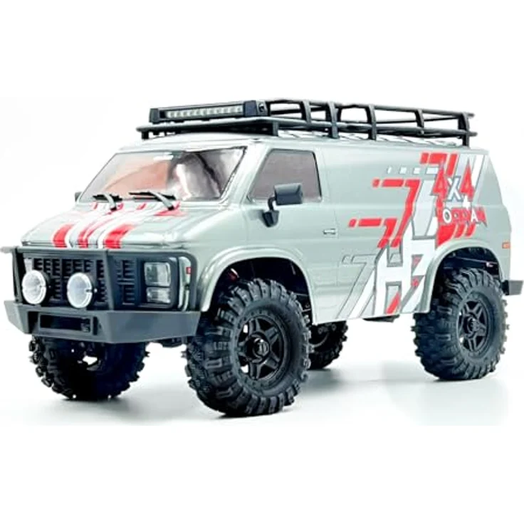 Hobby Plus Crawler CR18P EVO-V2 Rock Van, grau, RTR Brushed, 1:18 Allradantrieb (4WD), 2,4GHz mit LED-Lichtleiste und zwei Dachgepäckträgern – Bild 1