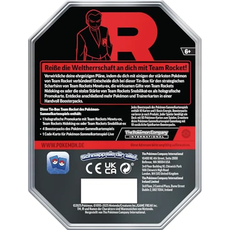 Pokémon Tin-Box Team Rocket – Mewtu-ex mit 1 holografischer Promokarte & 4 Boosterpacks – Bild 2