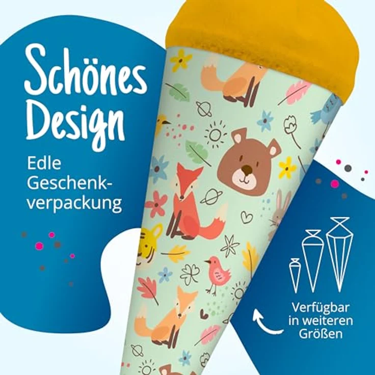 itenga Geschwisterschultüte 35cm Tiere Tiermuster Geschenkverpackung Schultüte Zuckertüte Filzverschluss Kinder Erwachsene (Waldtiere) – Bild 7