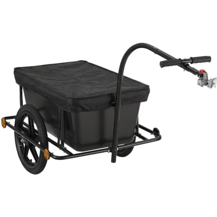 CLP Fahrradanhänger Haarlem, 2-in-1 Transportlösung mit Kupplung und wetterfester Plane bis 80 kg für 26-28 Zoll Fahrräder, schwarz – Bild 1