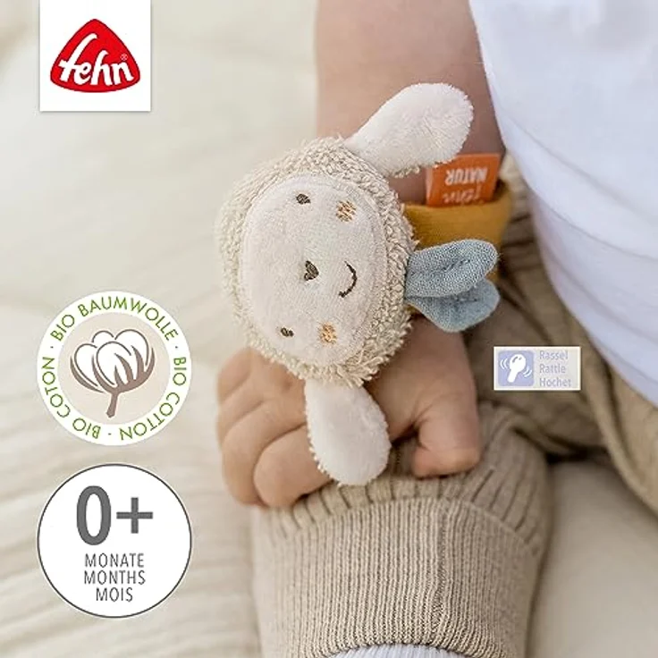 BABY FEHN fehnNATUR Wrist Rattle Sheep, Handrassel in Kontrastfarben für Kleinkinder, 1 St. – Bild 3