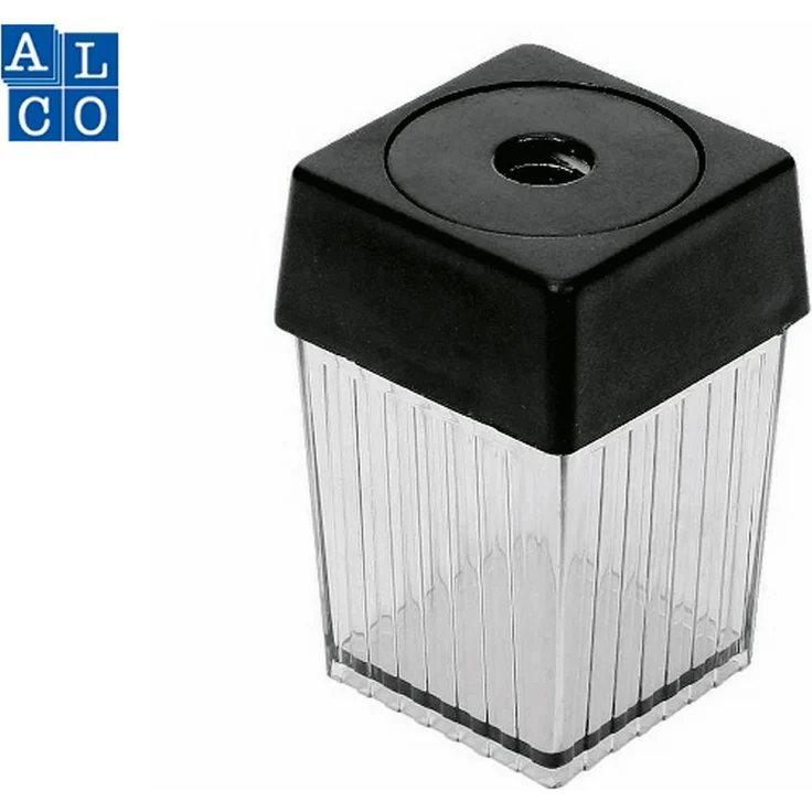 ALCO Dosenbleistiftspitzer, quadratisch, Rauch-Schwarz, mit Metallspitzer für 8mm Bleistifte