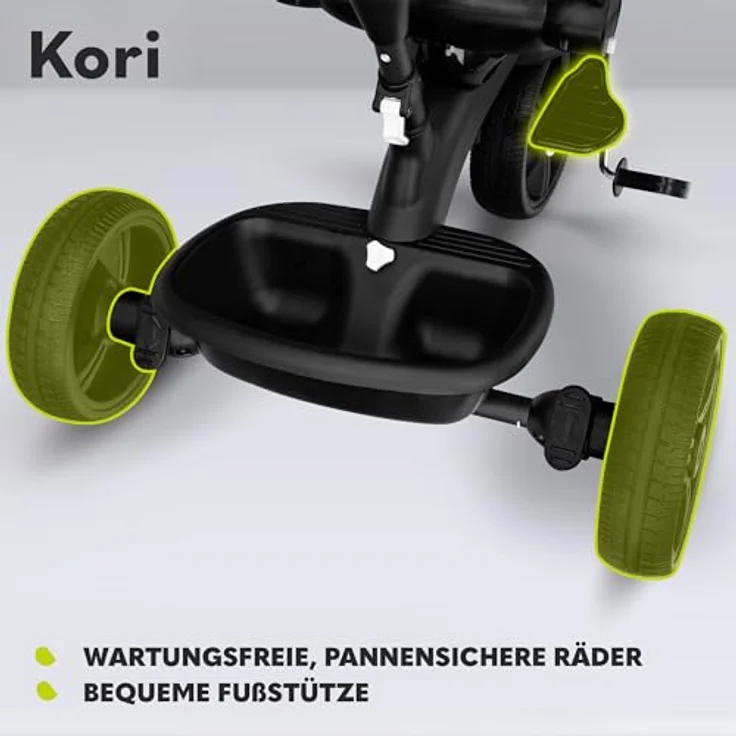 Lionelo Kori Dreirad mit Schubstange für Kinder ab 1,5 bis 5 Jahre, drehbarer Sitz, Magnesium-Rahmen, wartungsfreie Gummiräder, abnehmbares Vordach – Bild 4