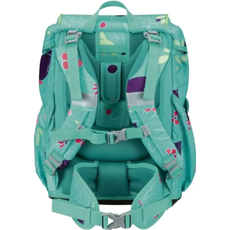 DerDieDas Schulranzen Set 5-TLG. ErgoFlex Light Butterfly Garden, leicht mit 800g Eigengewicht, ergonomisch mit abnehmbaren Hüftgurten – Bild 3