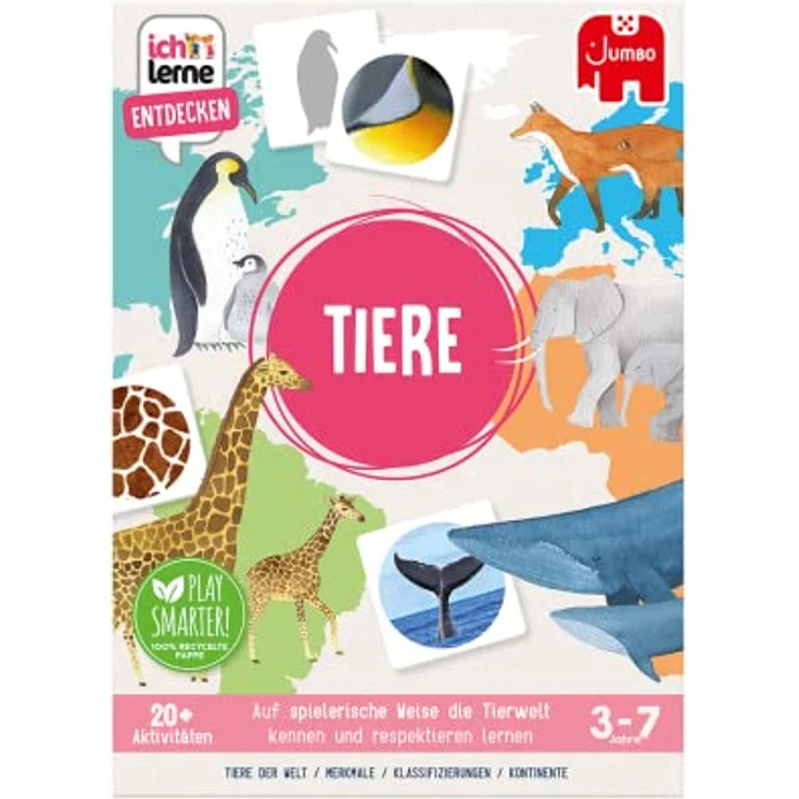 Jumbo Spiele ICH LERNE TIERE, Brettspiel zur spielerischen Tierwelt-Erkundung mit 80 Karten für 1-4 Spieler, ab 3 Jahren – Bild 5