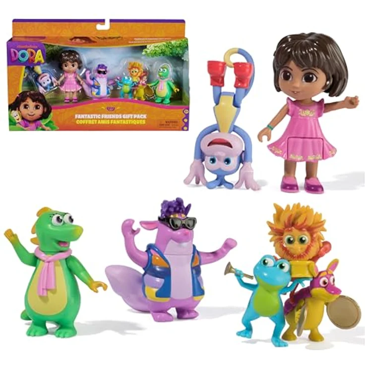 Dora the Explorer Fantastische Freunde Geschenkset, 4 bewegliche Figuren ca. 9 cm und Musik-Trio, für Kinder ab 3 Jahren – Bild 1