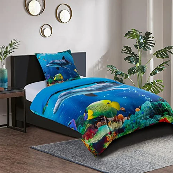 Sanilo Bettwäsche 135x200 cm, 100% feinste Baumwolle, Oeko-TEX Zertifiziert, Wendebettwäsche (Delphin, 2-teilig 135x200 cm) – Bild 2