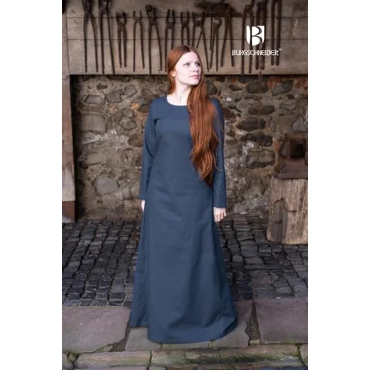 Burgschneider Unterkleid Freya, Waidblau, XL, Unisex, aus Baumwolle, Historisch - Early Medieval, Viking – Bild 4
