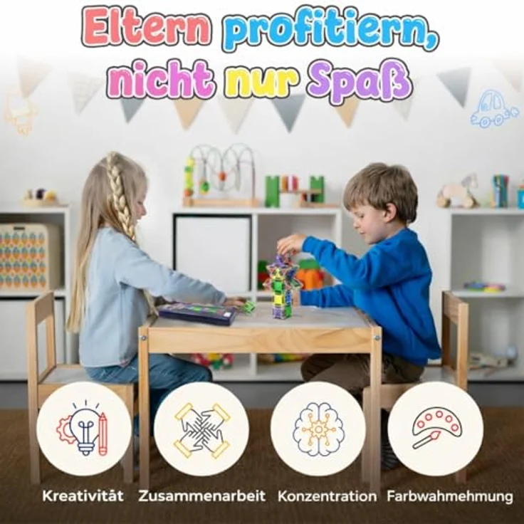 Desire Deluxe Mikro Magnetische Bausteine, 18-teiliges STEM Lernspielzeug im Reiseformat mit Glitzer für Kinder ab 3 Jahren – Bild 5