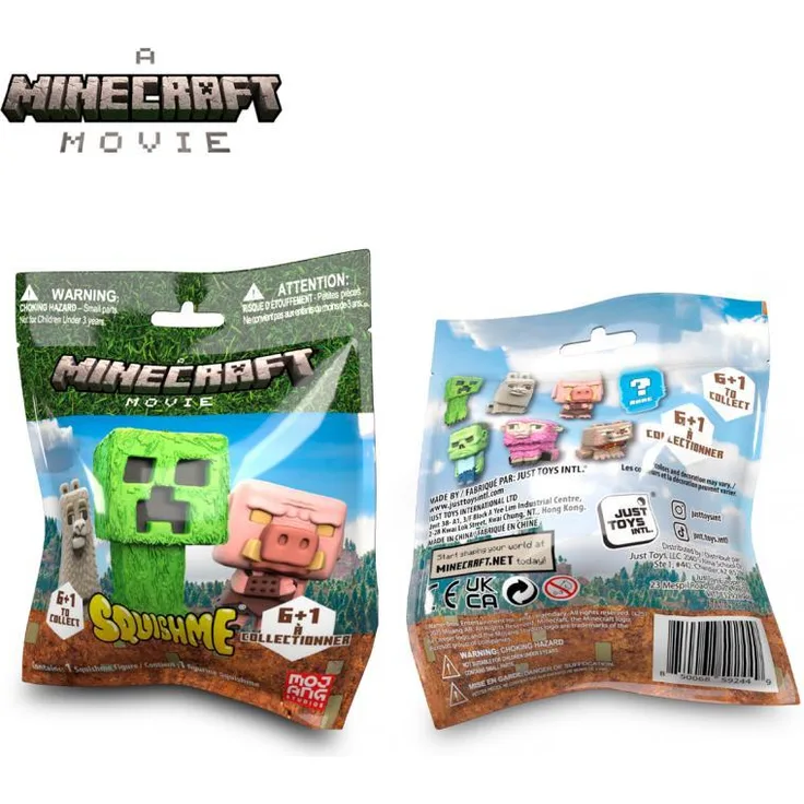 Just Toys Minecraft SquishMe Movie, 6,5 cm, weiches Spielzeug für Fans der Minecraft-Welt, detailgetreu und entspannend