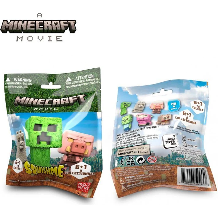 Just Toys Minecraft SquishMe Movie, 6,5 cm, weiches Spielzeug für Fans der Minecraft-Welt, detailgetreu und entspannend