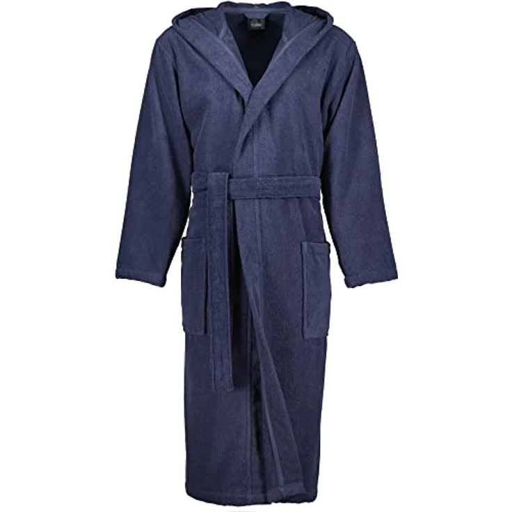 Cawoe Herren Bademantel, Kapuzen-Bademantel aus 100% Baumwolle, Blau, Größe XXL – Bild 2
