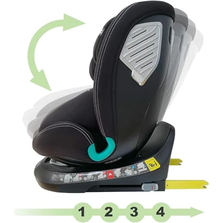 XOMAX Autokindersitz Diana, drehbar 360°, ISOFIX, 0-12 Jahre, ECE R129, schwarz/blau – Bild 7