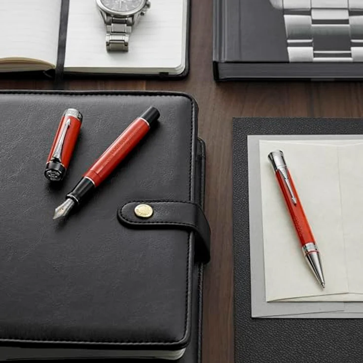 Parker Pen Centennial Duofold Classic Big Red, Luxuriöser Schreibstift mit 18-Karat-Goldfeder, Schwarz – Bild 7