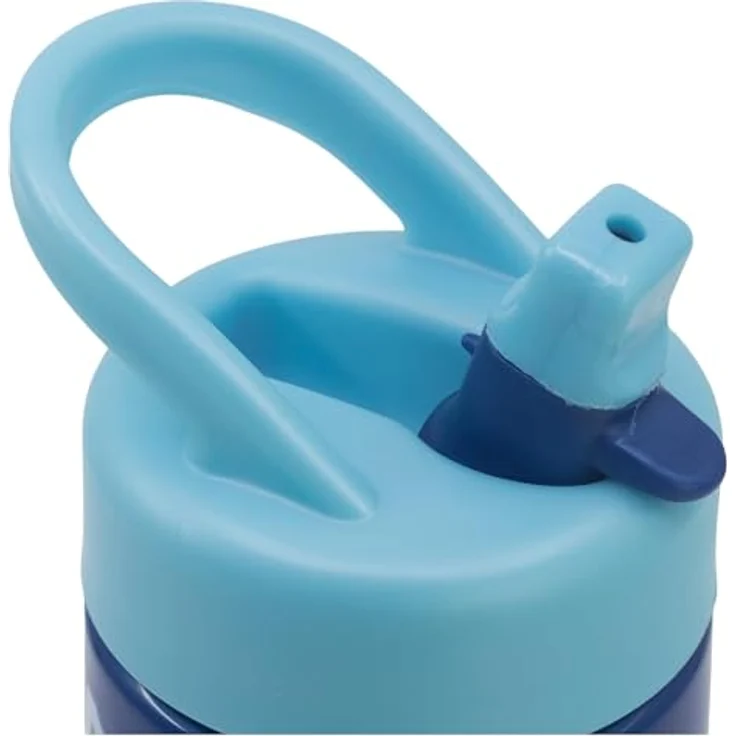 Stor Stitch Palms Sport-Trinkflasche mit Strohhalm und integriertem Griff, 410 ml, Blau/Lila, BPA-frei, auslaufsicher – Bild 4