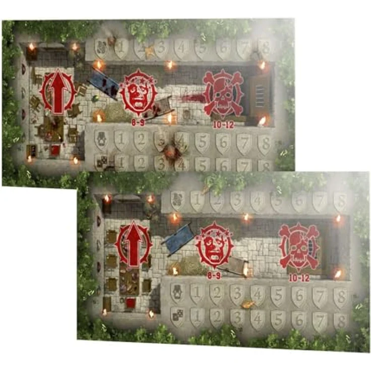Warhammer Blood Bowl - Bretonnian Pitch & Dugouts, Doppelseitiges Spielfeld mit authentischem Bretonnischen Design und Unterstandskarten für Teammanagement – Bild 4