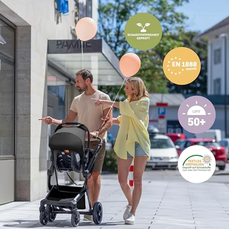 Bergsteiger Kinderwagen Lugo 3in1 | Kombikinderwagen Komplettset inkl. Zubehör - Babyschale, Buggy-Aufsatz, Sonnenschutz & Wetterfußsack | Isofix Station erhältlich – Bild 5