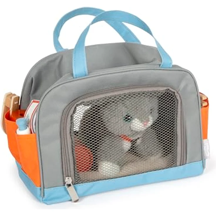 Small Foot Plüschfigur Katze mit Tasche (Set, 15-St), mit Pflege- und Tierarzt-Zubehör, Kinderzimmer Haustier-Set, realitätsnahe Tierarzt-Situationen, Katzenkissen, wiederverschließbare Leckerlies, Katzengeschirr, Transporttasche, umfangreiches Zubehör, fantasievolles Rollenspiel – Bild 3