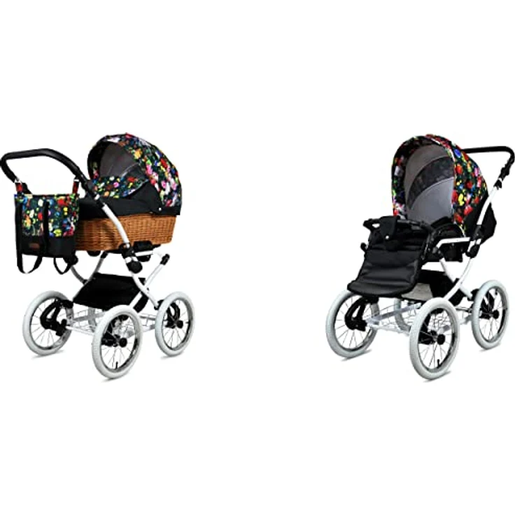Babylux BabyLux ALU 2in1 Kinderwagen für Kleinkinder – Garden Flowers White Frame, Multifunktional, Elegant, Sicherheitsgeprüft, Nutzerfreundlich, Inklusive Zubehör – Bild 1