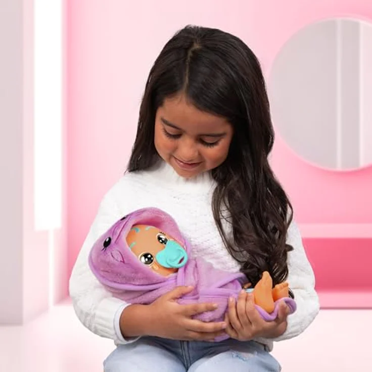Nerf Cry Babies Dana, Neugeborene Puppe für das Bad mit realistischen Geräuschen und echter Tränenfunktion, inklusive personalisiertem Handtuch – Bild 6