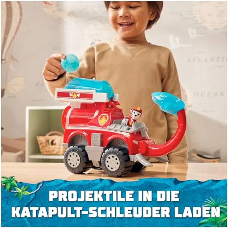 Spin Master Paw Patrol Jungle Pups Marshall, Feuerwehrauto im Elefanten-Design mit Wassergeschossen und beweglichem Rüssel – Bild 5