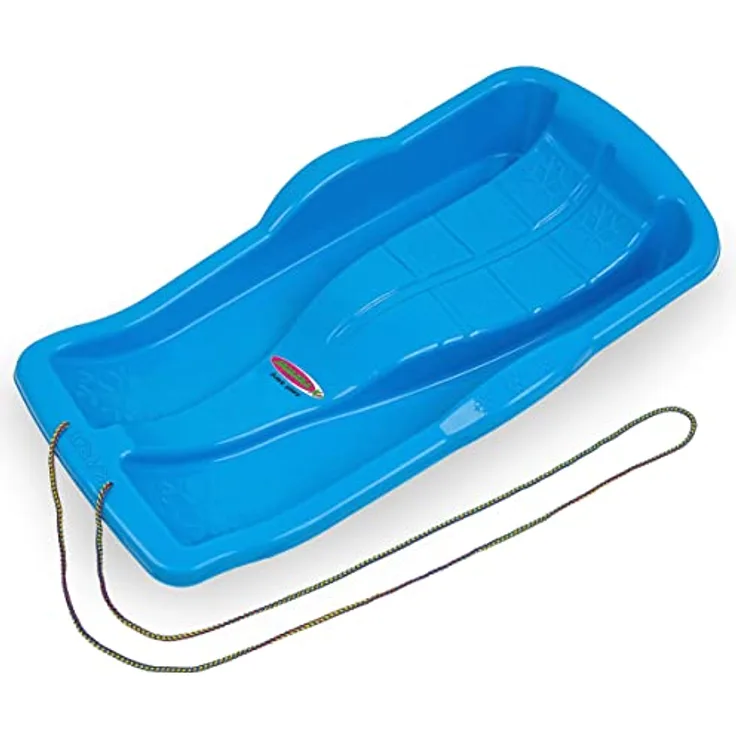 JAMARA 461126 Snow Play Bob Karol 80cm-Schlagzäher Kunststoff, Seil zum Ziehen, Leichtgewicht, unter 1 kg, Aerodynamische Bauweise, blau