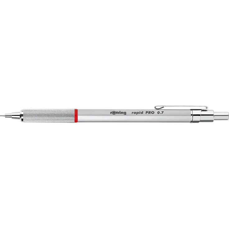 Rotring Rapid Pro Chrome, Feinminenstift 0,7 mm mit federbelastetem Mechanismus und zurückziehbarem Minenrohr, metallische Konstruktion