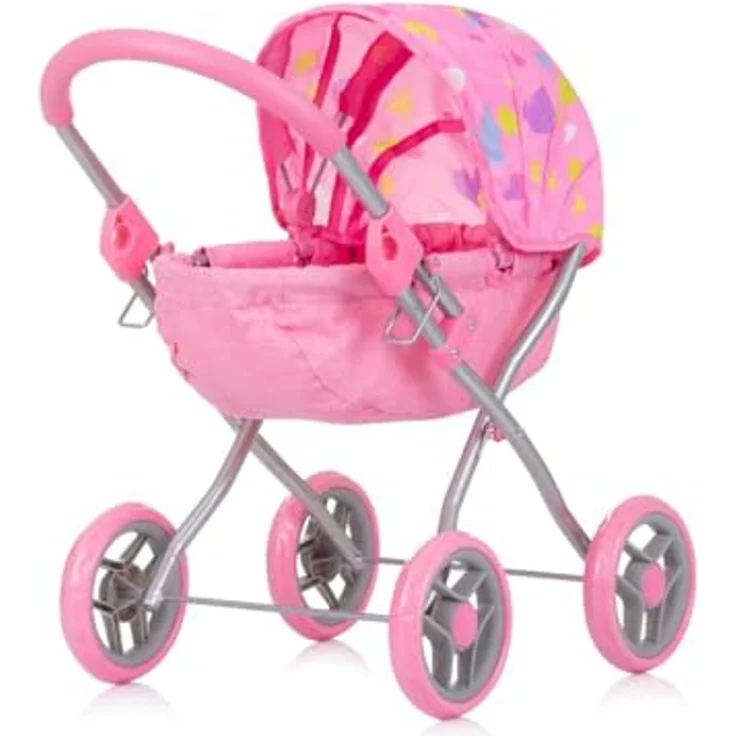 Chipolino Puppenwagen Daisy klappbar, Sonnendach, Vier große Räder, ab 3 Jahren, rosa – Bild 3