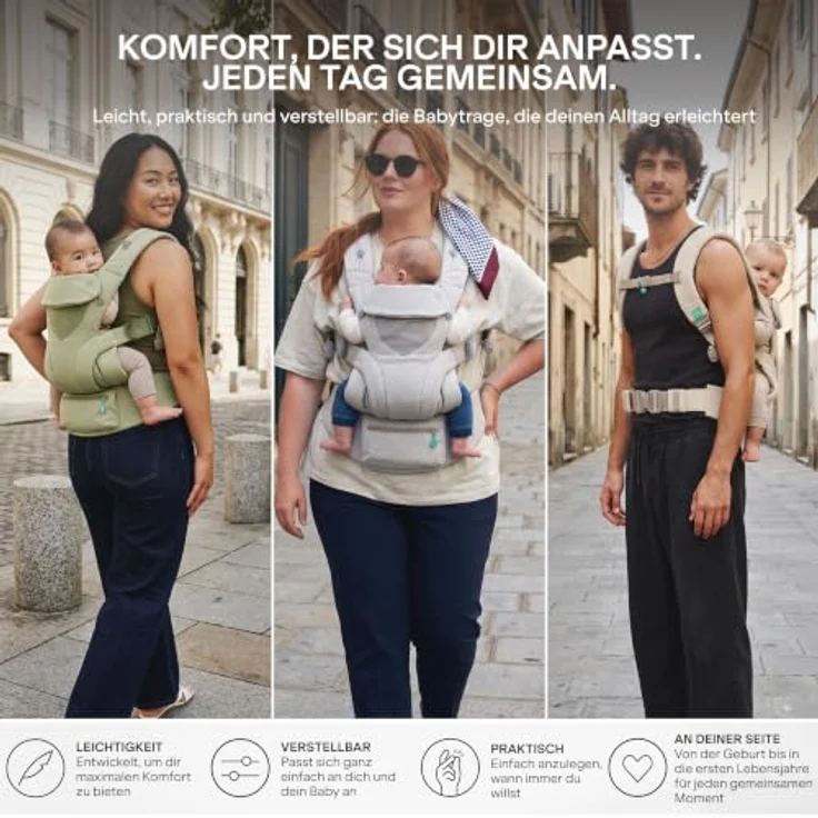 Koala Cuddle Carry, Babytrage für Neugeborene bis 20,4 kg, ergonomisch mit 3 Tragepositionen, inklusive Windschutzkapuze – Bild 5