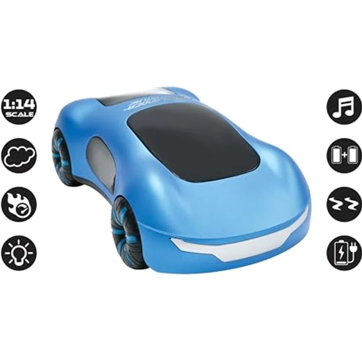 Lexibook Crosslander Phantom RC, Ferngesteuertes Rennauto mit Rauchdüsen, bis zu 15 km/h, Driftmodus, Classic- und Gestenfernsteuerung, Sound- und Lichteffekte, Blau – Bild 2