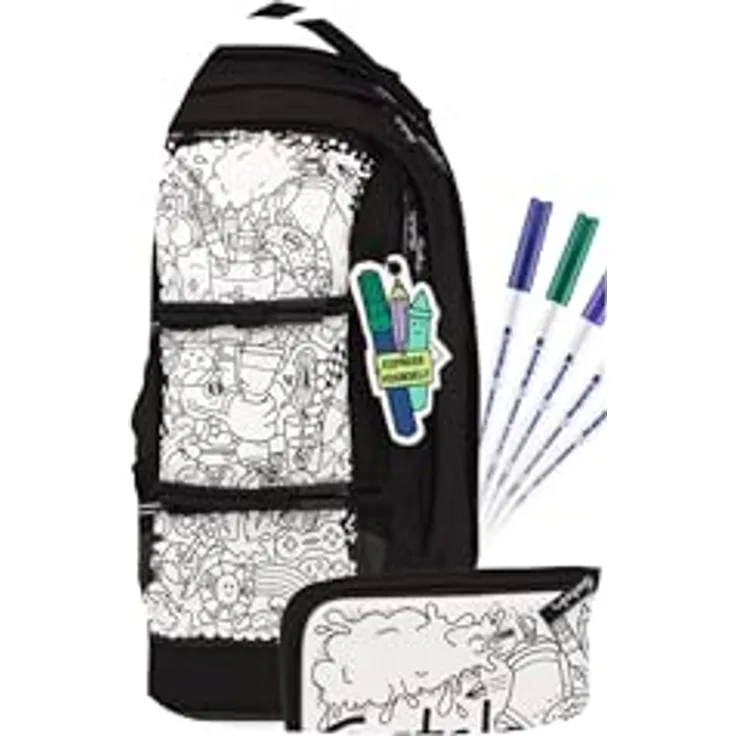 Satch Schulrucksack Pack, A4-tauglich mit gepolstertem Laptopfach und verstellbarem Tragesystem, Schwarz