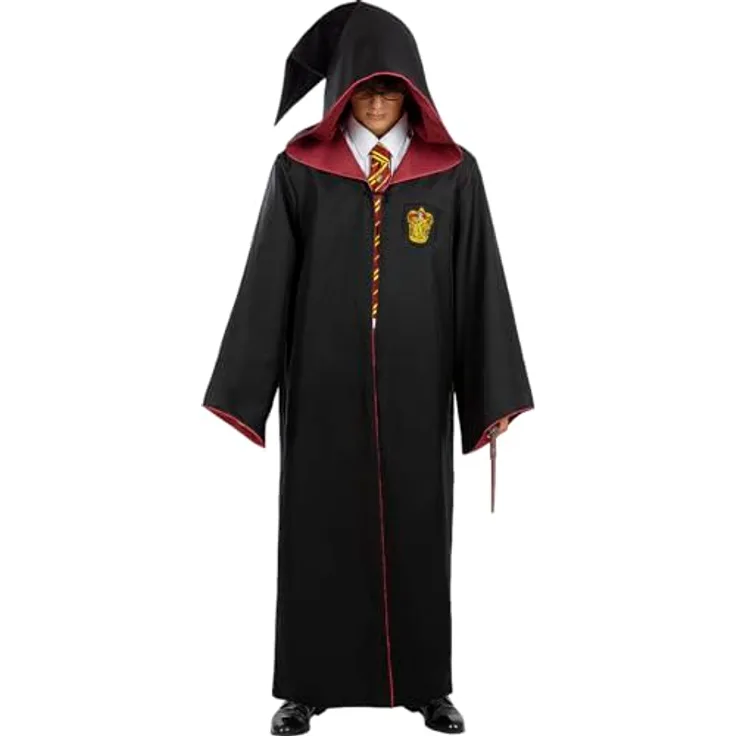 Funidelia Harry Potter Gryffindor Umhang Replik für Erwachsene in XL Schwarz - Zauberer Kostüm für Partys, Karneval & Halloween
