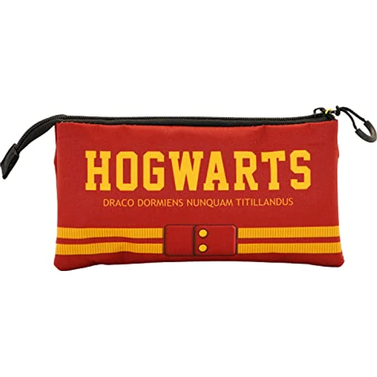 KARACTERMANIA Harry Potter Gryffindor-FAN Dreifach Federmäppchen, Rechteckig mit 3 Fächern und Reißverschluss, Weinrot, 11 x 23 x 7 cm – Bild 3