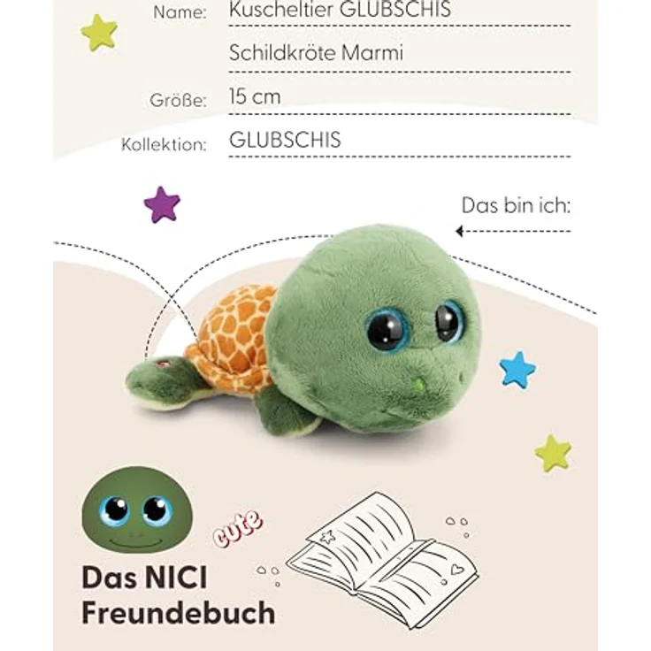 NICI GLUBSCHIS Kuscheltier Schildkröte Marmi, 15 cm, grün, weiches Plüsch für Kinder & Erwachsene, ideale Geschenkidee - 61778 – Bild 5