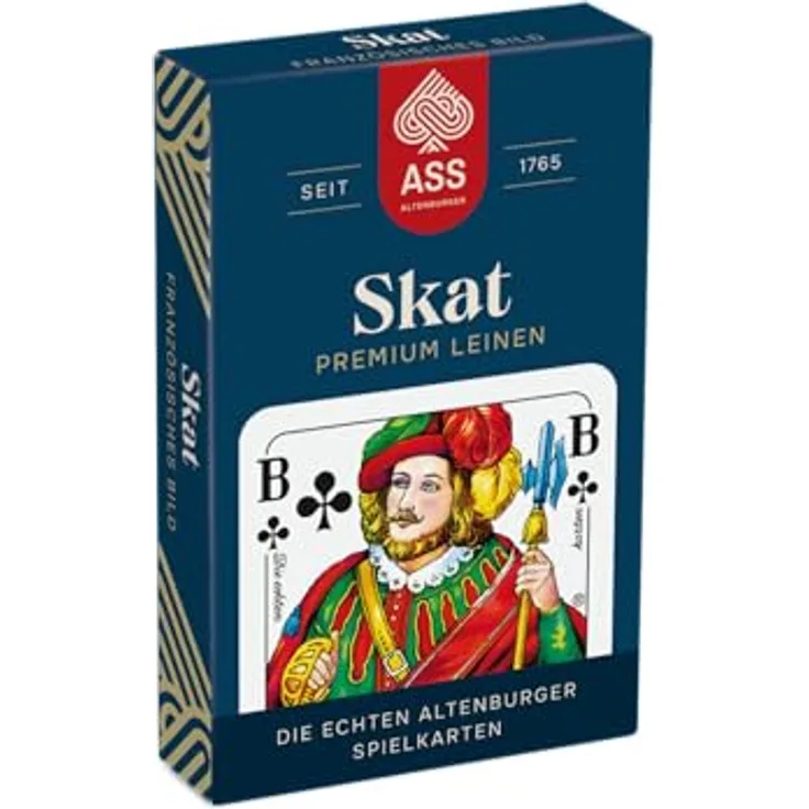 ASS Altenburger FSC Skat Leinen, französisches Bild in Faltschachtel, White, umweltfreundliche Karten aus Leinenkarton