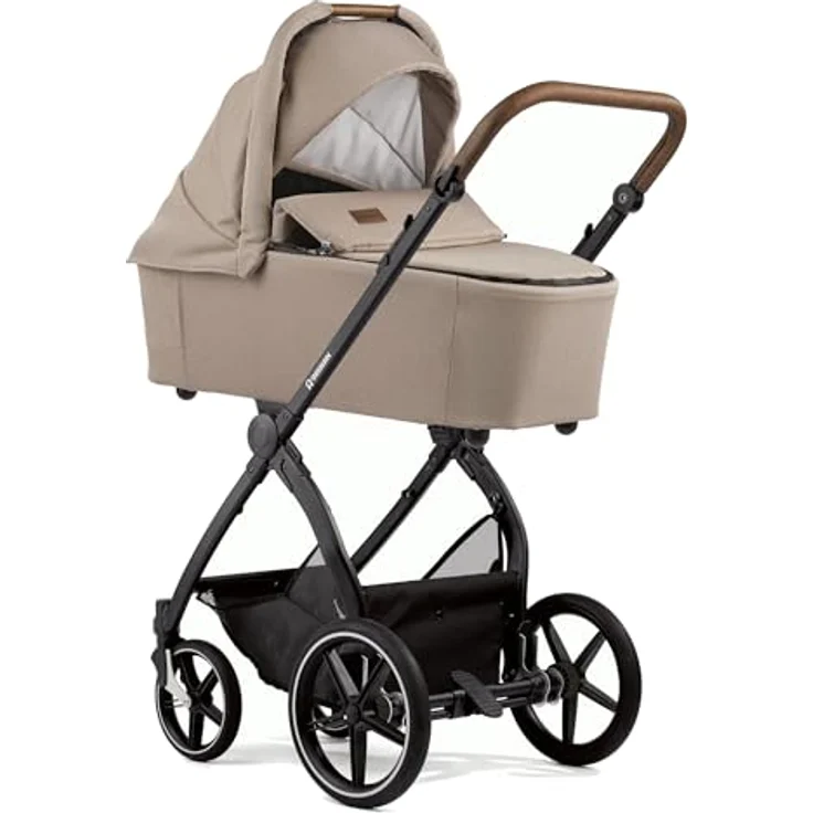 Gesslein Kombikinderwagen FX4 Swing Set, Braun, metall, 55x130x100 cm, EN 1888, UV 50+, Oeko-Tex® Standard 100, Feststellbremse, abklappbare Fußstütze, Federung, kugelgelagerte Räder, abnehmbare Verdeckung, 5-Punkte-Gurt, für Babyschale geeignet, Griff in Lederoptik – Bild 4