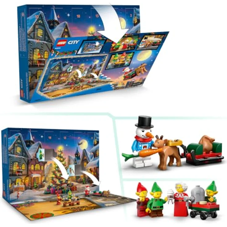 LEGO City Advent Calendar 2026, weihnachtliches Countdown-Set mit 24 Überraschungen, inkl. Weihnachtsmann und Figuren, 252 Steine, für Kinder ab 5+ – Bild 3