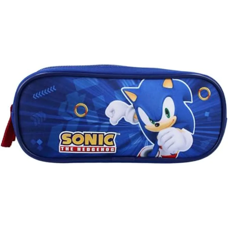 Vadobag Sonic Federmäppchen, blau, mit 2 Fächern für Schulsachen